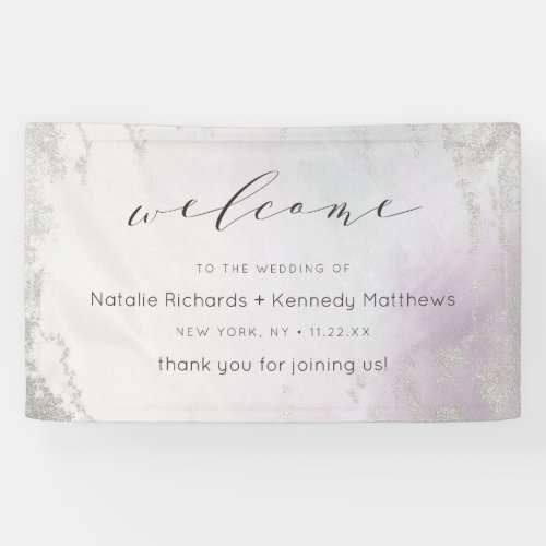 Ombre Light Purple Silver Foil Wedding Welcome Banner