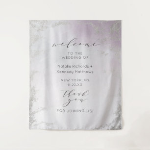 Ombre Light Purple Silver Foil Wedding Welcome Tapestry