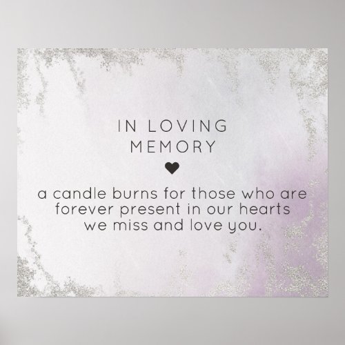 Ombre Light Purple Silver In Loving Memory Sign