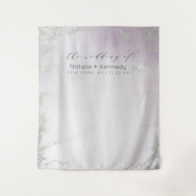 Ombre Light Purple Silver Photo Booth Backdrop (Front)