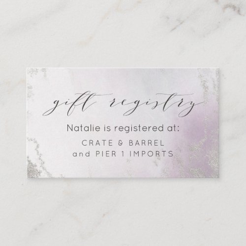 Ombre Light Purple Silver Shower Gift Registry Enclosure Card