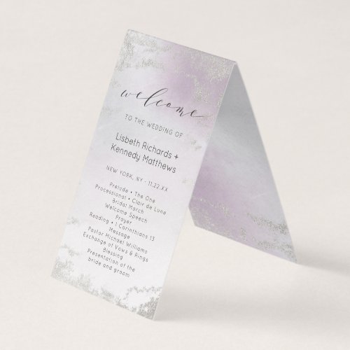 Ombre Light Purple Silver Wedding Ceremony Program