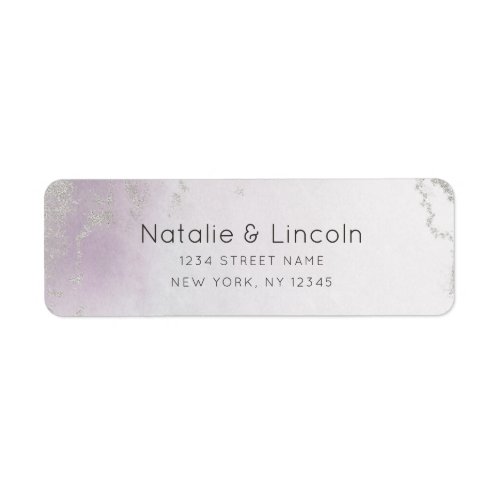 Ombre Light Purple Silver Wedding Return Address Label