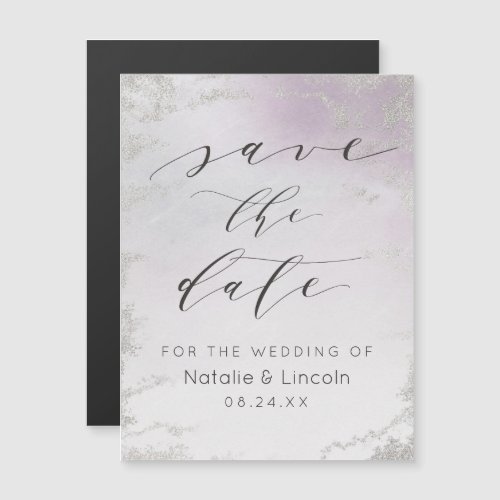 Ombre Light Purple Silver Wedding Save the Date Magnetic Invitation