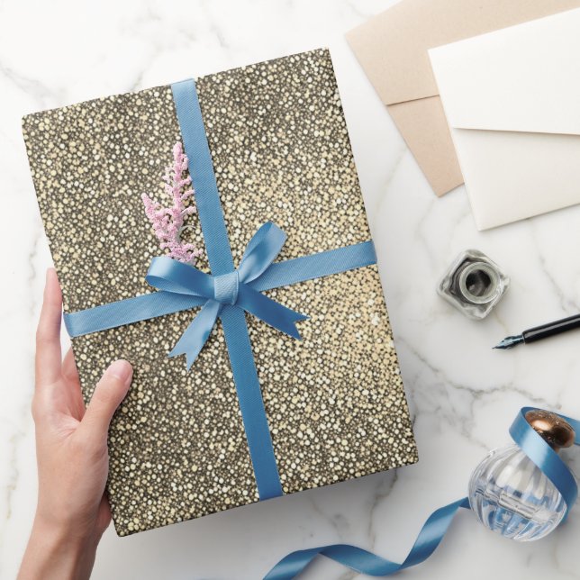 Ombre Luxury Gold Sand Sparkling Glitter Gradient Wrapping Paper (Gifting)