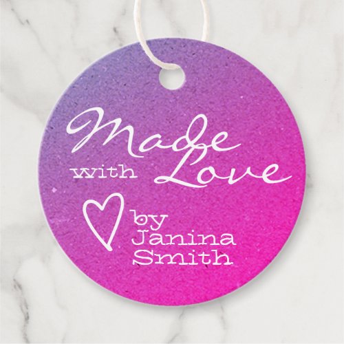 Ombre Made with Love Heart Symbol Pink Rainbow Favor Tags