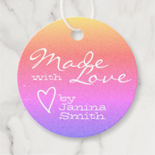 Ombre Made with Love Heart Symbol Rainbow Colors Favor Tags