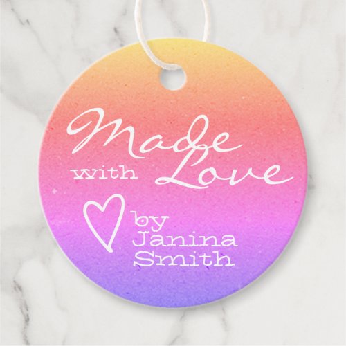 Ombre Made with Love Heart Symbol Rainbow Colors  Favor Tags