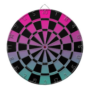 Ombre Magenta Purple Teal And Black Dart Board