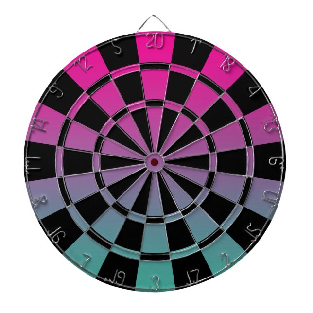 Ombre Magenta Purple Teal And Black Dart Board (Front)