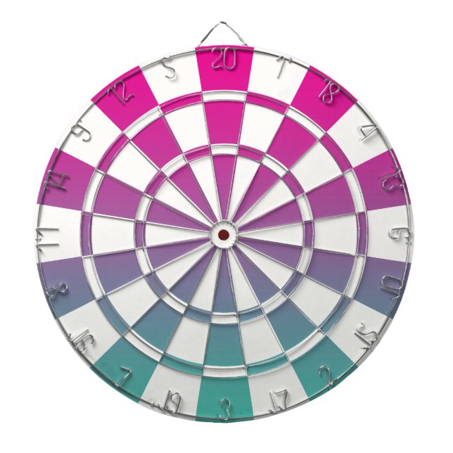 Ombre Magenta Purple Teal And White Dart Board (Front)