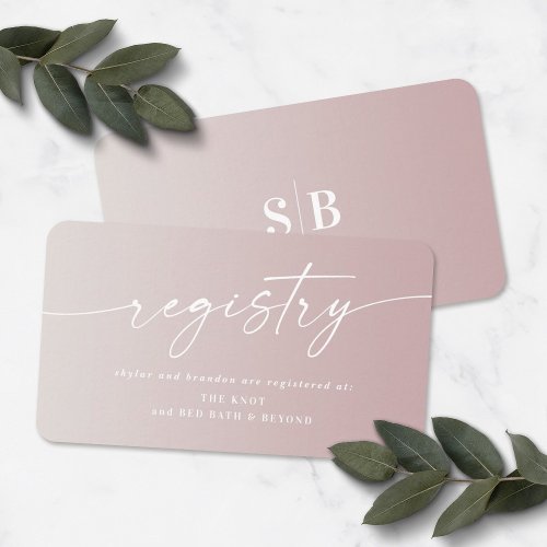 Ombre Mauve  Ivory Wedding Shower Gift Registry Enclosure Card