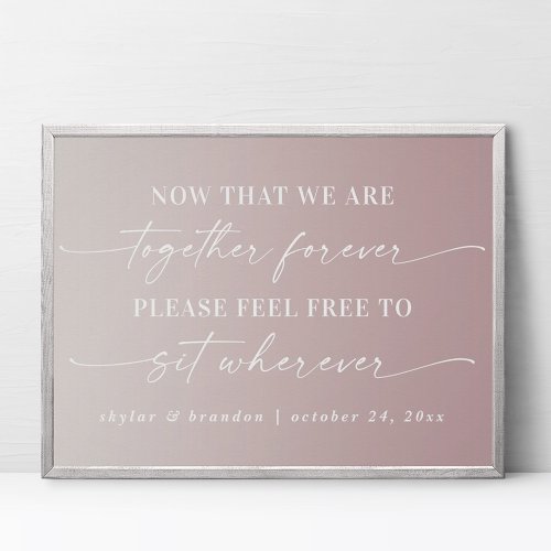Ombre Mauve Seating Wedding Ceremony Sign