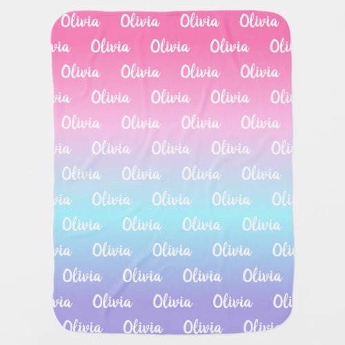 Ombre Mermaid Personalized Baby Blanket