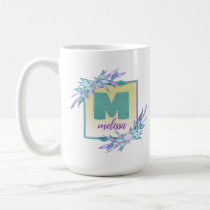 Ombre Mermaid Scales Monogram | Watercolor Floral Coffee Mug