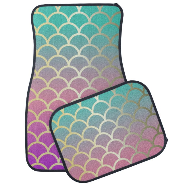 Ombre Mermaid Tail Scales Car Floor Mat (Set)