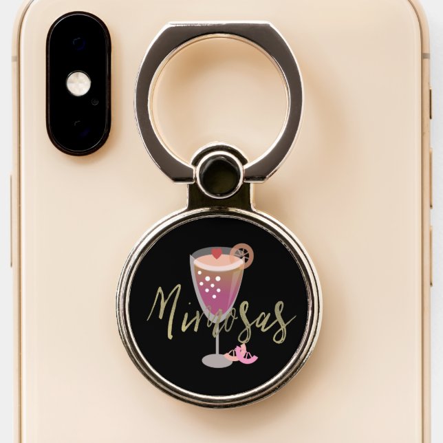 Ombre Mimosas Simulated Foil Lettering Phone Ring Stand (Close Up)