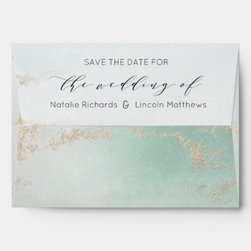 Ombre Mint Green Frosted Save the Date Envelope