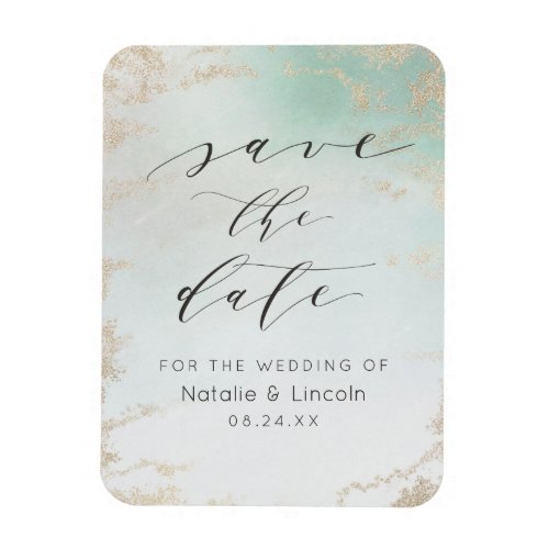 Ombre Mint Green Frosted Wedding Save the Date Magnet