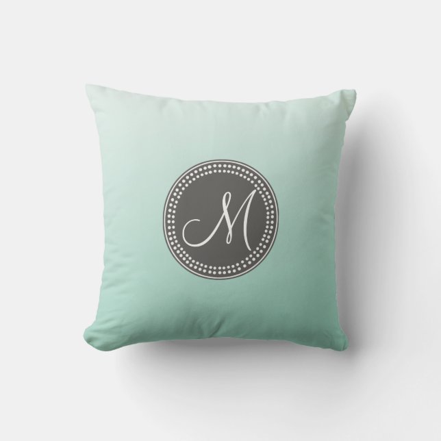 Ombre Mint Green Throw Pillow (Front)
