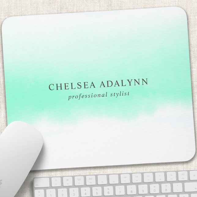 Ombre Mint Watercolor Minimalist Business Mouse Pad (Creator Uploaded)