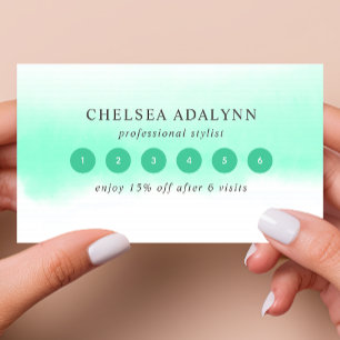 Ombre Mint Watercolor Minimalist Loyalty Card