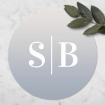 Ombre Monogrammed Off-White & Dusty Blue Wedding Classic Round Sticker<br><div class="desc">Ombre Monogrammed Off-White & Dusty Blue Wedding Stickers. This modern minimal design is simple classic and elegant with a plain solid background color and a pretty modern font. Shown in the new Colorway. Available in several color options, or feel free to edit the colors from within the editor (click customize...</div>