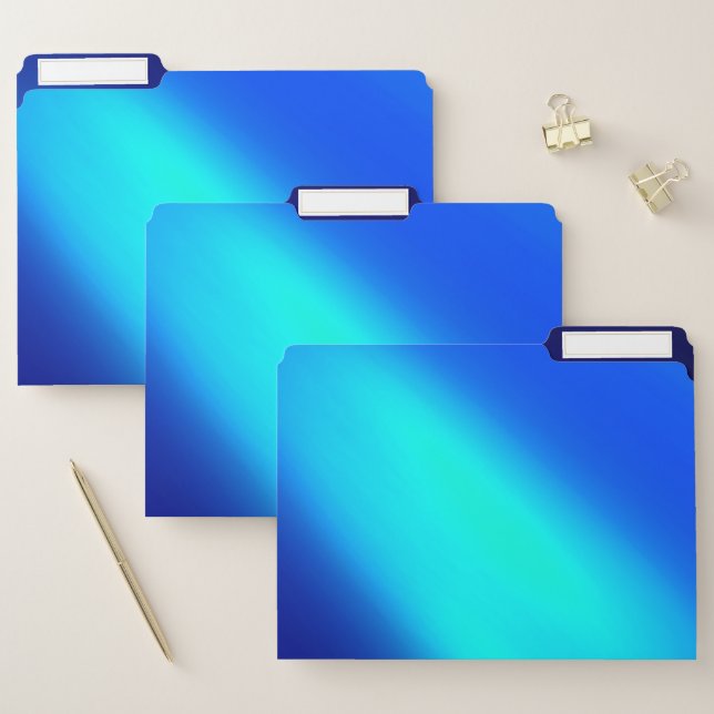 Ombre Moonlight Double Stripe blue turquoise File Folder (Set)