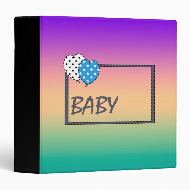 Ombre , multicolored 3 ring binder (Front/Spine)