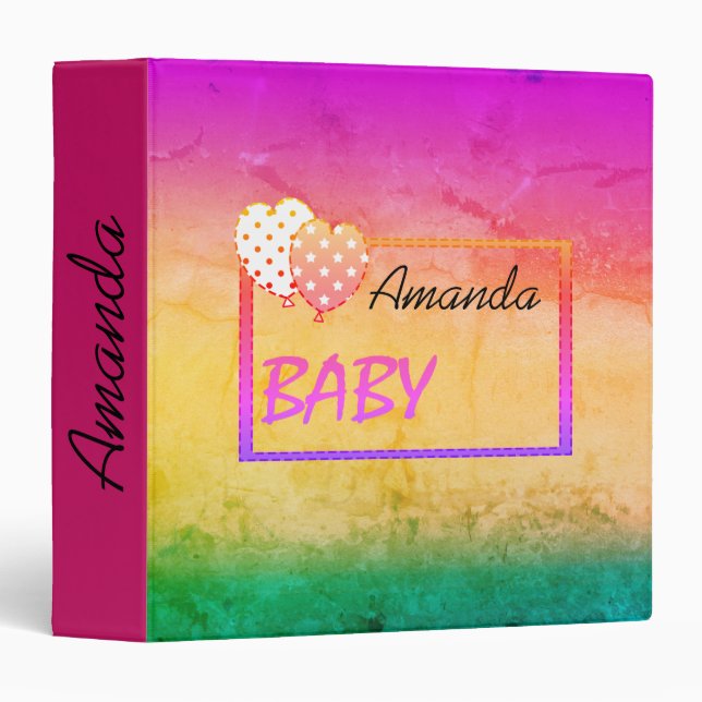 Ombre , multicolored 3 ring binder (Front/Spine)