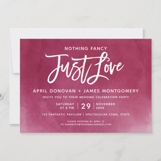 Ombre Nothing Fancy Just Love  Brush Typography Invitation (Front)