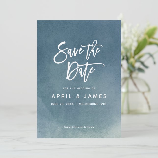 Ombre Nothing Fancy Just Love Brush Typography Save The Date (Standing Front)
