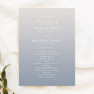 Ombre Off-White & Blue Wedding Ceremony Program