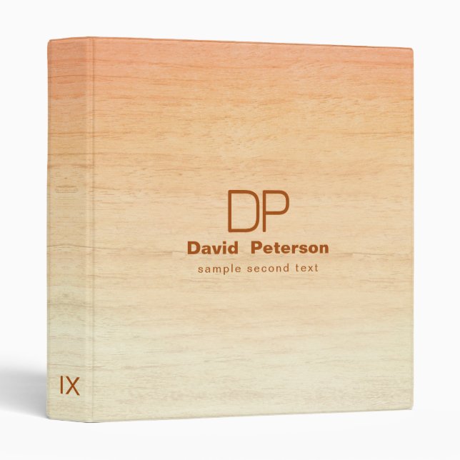 Ombre Orange and Beige Wooden Background 3 Ring Binder (Front/Spine)