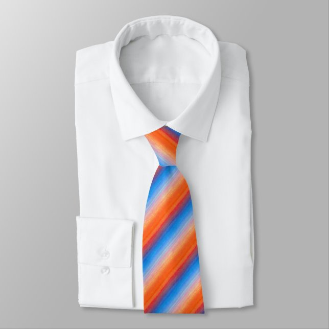 Ombre Orange Blue Sunset Neck Tie (Tied)