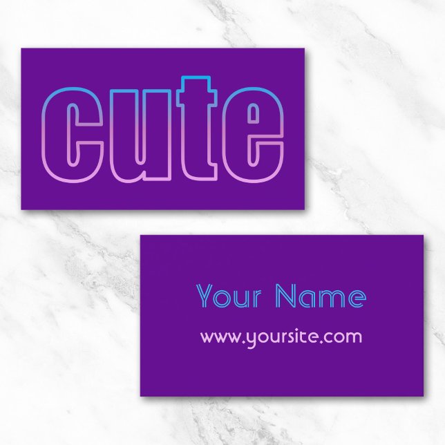 Ombre Outline Cute on Purple Business Card (Ombre Outline Cute on Purple Business Card)