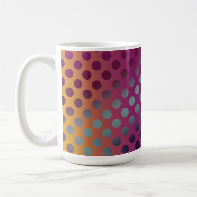 Ombre Passion Fruit Polka Dots Maroon Yellow Teal Coffee Mug (Left)