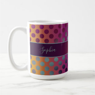 Ombre Passion Fruit Polka Dots Personalized Coffee Mug