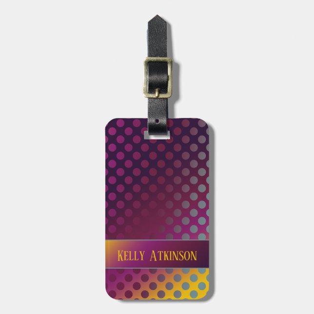 Ombre Passion Fruit Polka Dots Personalized Luggage Tag (Front Vertical)
