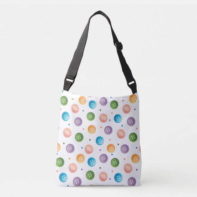 Ombre Pastel Buttons & Dots Crossbody Bag (Front)