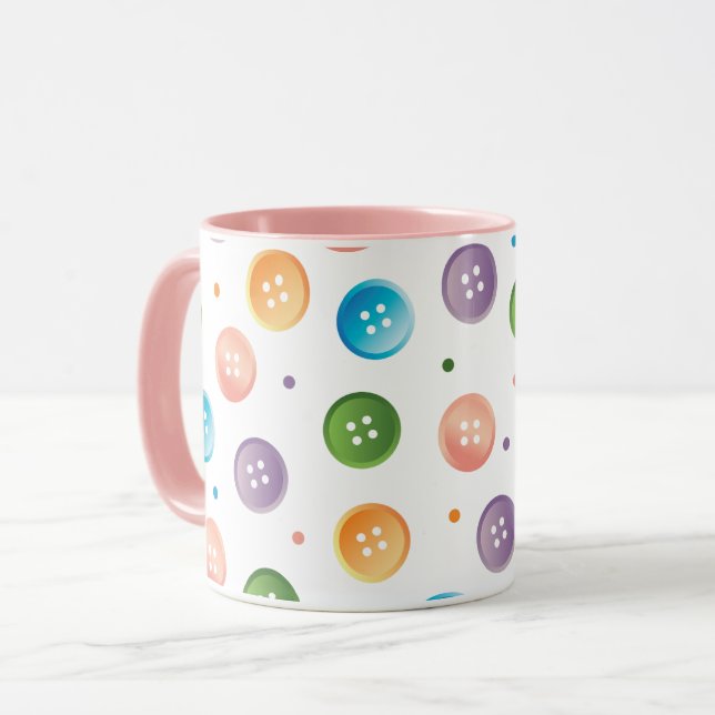 Ombre Pastel Buttons & Dots Mug (Front Left)