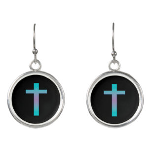 Ombre Pastel Cross Earrings