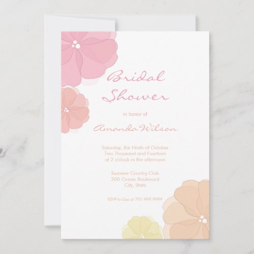 Ombre Pastel Floral Bridal Shower Invitations