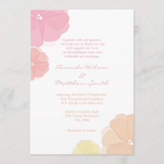 Ombre Pastel Floral Wedding Invitations