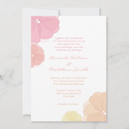Ombre Pastel Floral Wedding Invitations
