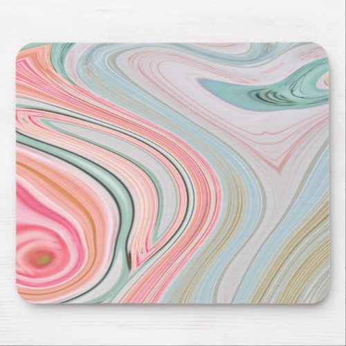 ombre pastel mint coral pink marble swirls mouse pad