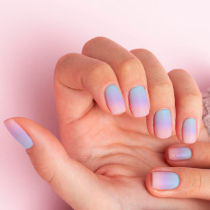 Ombre Pastel Pink Purple and Teal Minx Nail Art