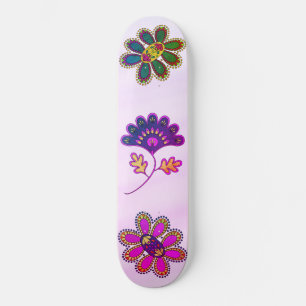 Ombre Pastel Pink Vibrant Floral Skateboard