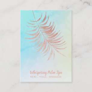 *~* Ombre Pastel Rose Gold Palm Leaf Turquoise Business Card