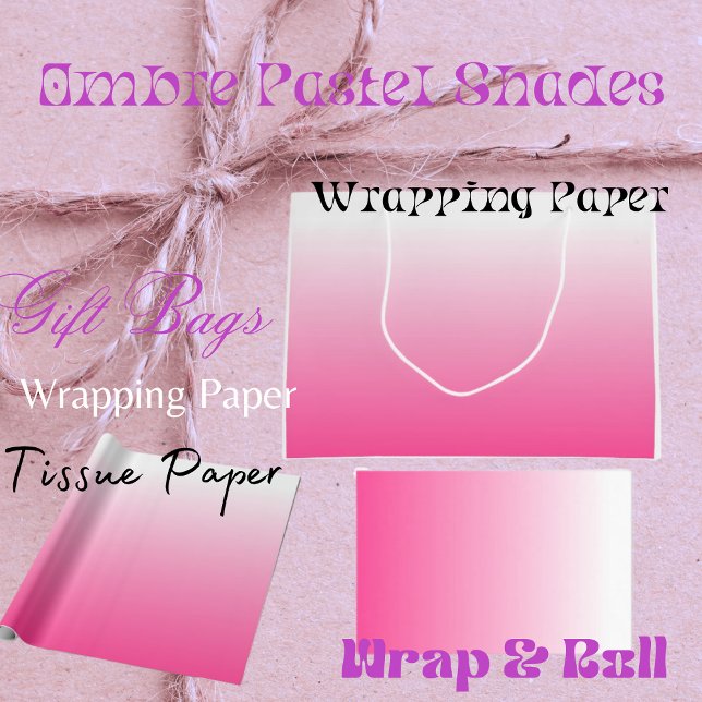 Ombre Pastel Shades Wrap Paper Large Gift Bag (Creator Uploaded)